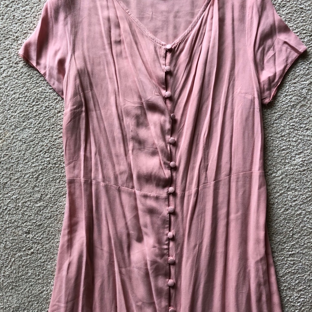 NEW LOOK Pink S/S Button Down Midi Pretty Dress 4 - Picture 7 of 10